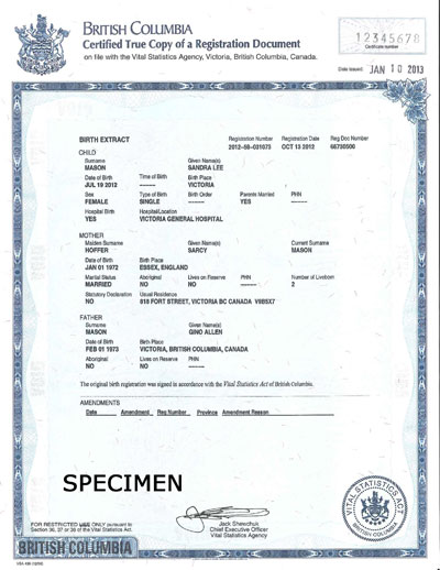 Acceptable Birth Certificate Canada USCIS