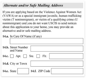 Form I-485, Part 1, Alternate Mailing Address