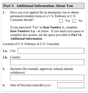 Form I-485, Part 3, Additional Information About You