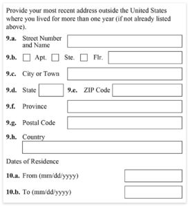 Form I-485, Part 3, Additional Addresses